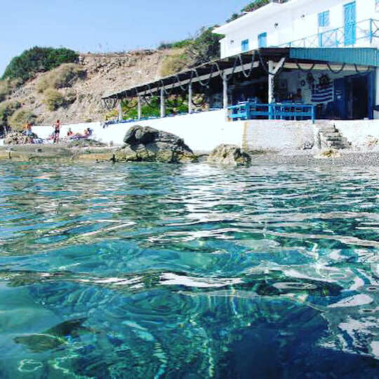 At Agia Fotia Taverna you can rent rooms above and enjoy this tiny little hidden beach