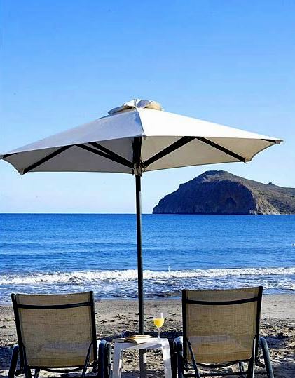 Thalassa Beach Resort sits directly on Agia Marina Beach west of Chania