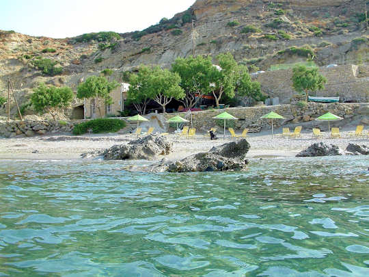 Apanemia Taverna is on small Triopetra Beach