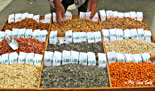 Nuts for sale before the game at Irini Stadium