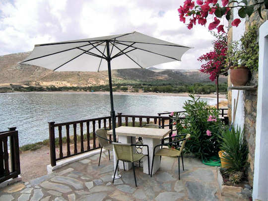 Chiona Cottage sits directly on Chiona beach south of Vai Beach