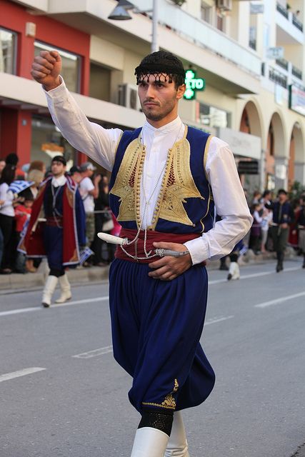 Traditional Cretan costume showing the Cretan dagger in the belt