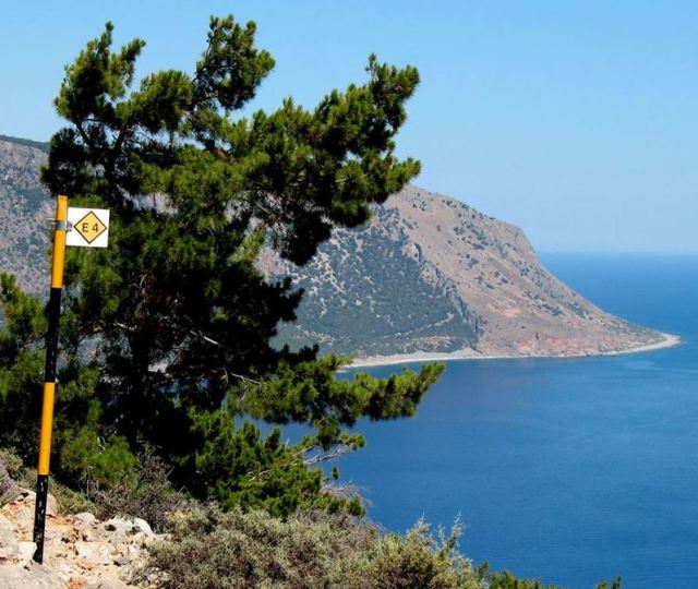 The E4 European Walking Path - Sign in South Crete The E4 European Walking Path - Sign in South Crete
