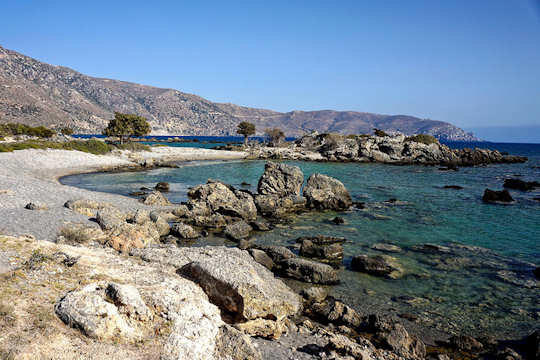 The beaches between Paleochora and Elafonisi are rocky and provide many options for relaxing at tiny sandy coves