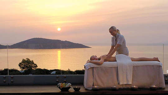 Full spa and massage treatments are available with views across the bay to Spinalonga Island, this is a magnificent location.