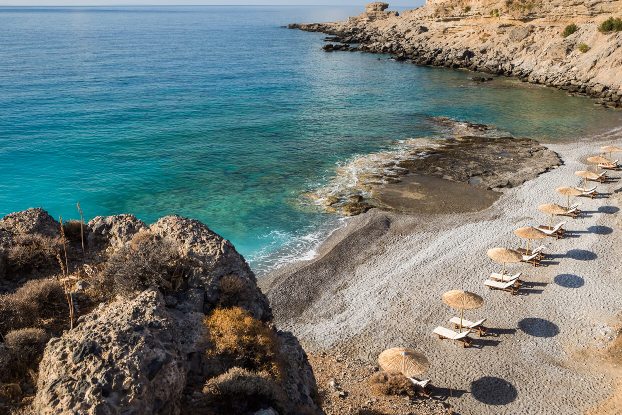 Filaki Beach has clothing optional areas and is safe and family friendly, just 3 km east of Chora Sfakion