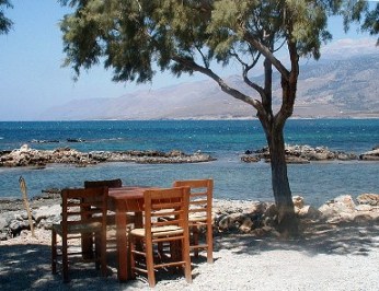 Looking out from Flisvos Taverna - dine by the water