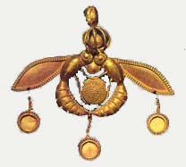Bee pendant of the Minoans who made honey - this precious artifact was found near this site