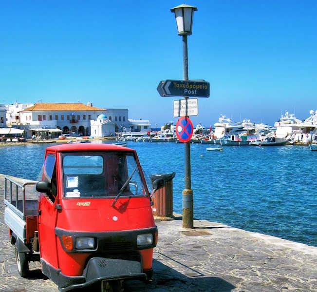 Harbour with Little Red Truck - no this is not a movie prop - it is a real local truck!