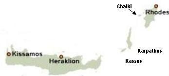 Crete to Karpathos to Rhodes Map Crete to Karpathos to Rhodes Map