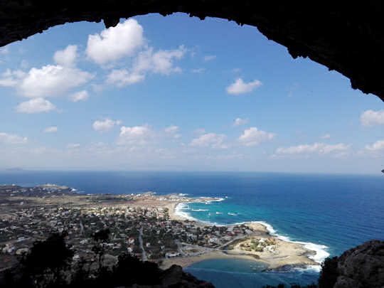 Looking out from Lera Cave to Stavros Beaches and west