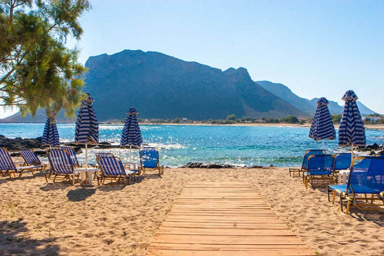 The stunning landscape of Stavros Beach in Crete
