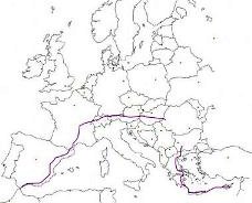 Sketch of E4 European Walking Path Route through Europe