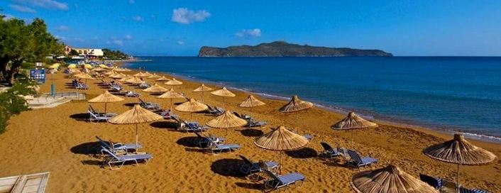 Chania Beaches with sand and sun loungers