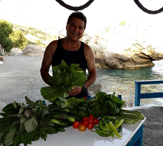 Freshest produce at the taverna in south Crete