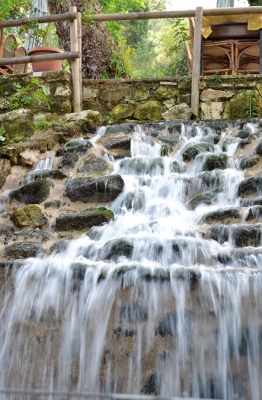 Waterfall in the taverna at Agiroupolis, Crete