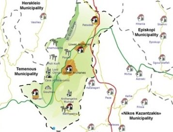 Map of Fourni forest, Silamiano Gorge and Mount Giouktas