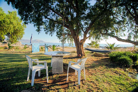Arodamos House sits directly on beachfront at Falasarna, Crete