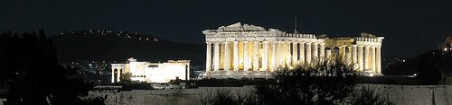 The acropolis of Athens at night