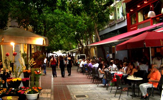 Cafes downtown - corner of Ermou and Evangelistrias