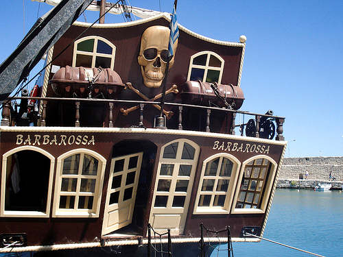 Replica Spanish galleon made out as a pirate ship - docked at Rethymnon harbour (image by Arkangl)