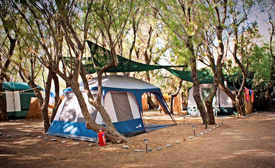 There are many beachside camp grounds in Crete, this one is at Nopigia near Kissamos.