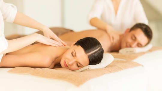 A couple enjoys a massage in Crete