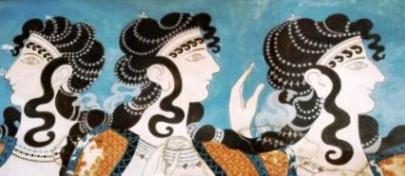 Minoan Fresco of Women in Blue from Knossos Palace