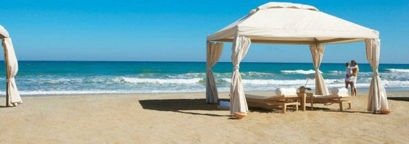 A massage tent on the beach