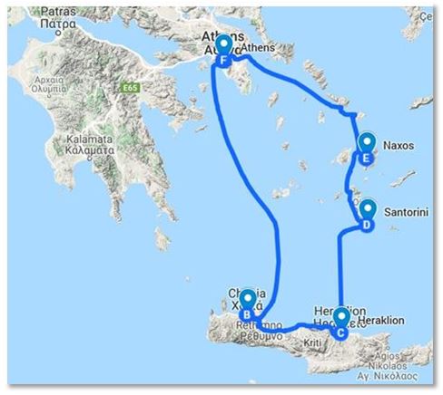 Crete Naxos Trip Ideas Map