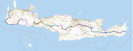 E4 walking path in Crete - overview