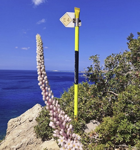 E4 Path Marker by the Sea in Crete