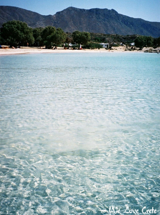 The clear waters of Elafonisi Beach, in eastern Crete