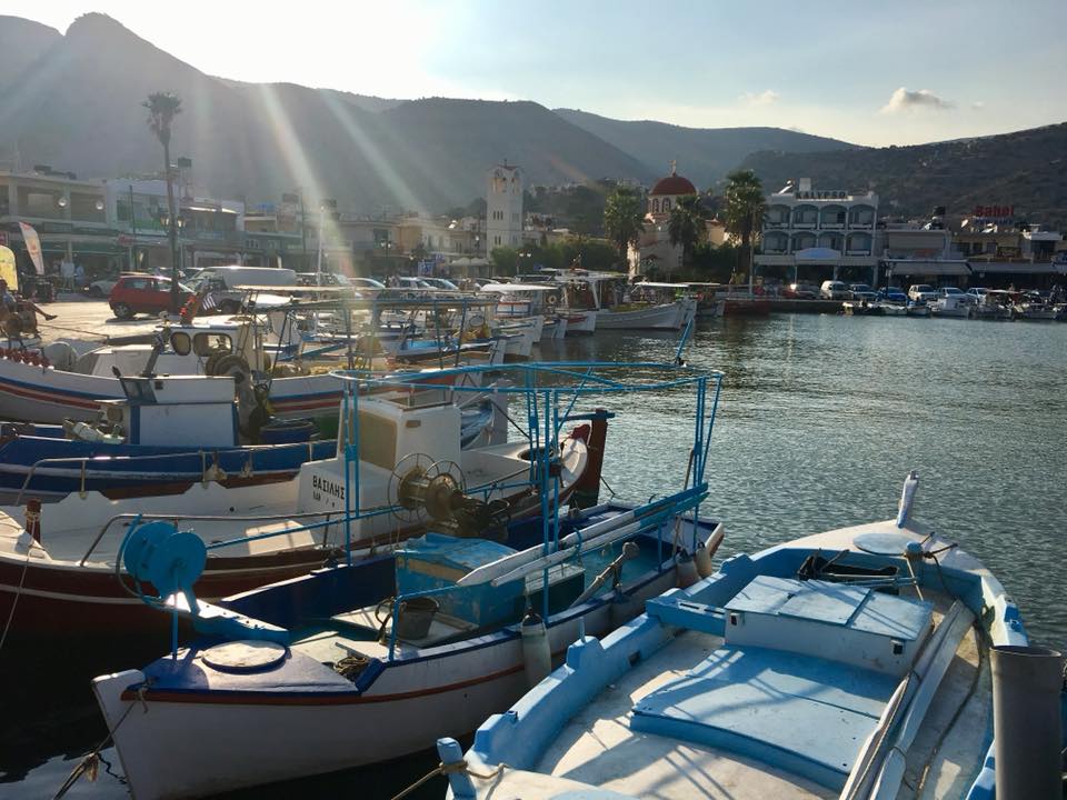 Elounda Bay with her fishing boats and ferry boats