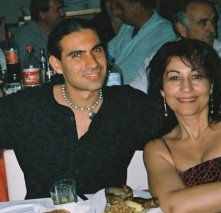 Toli and friend at a wedding in Crete