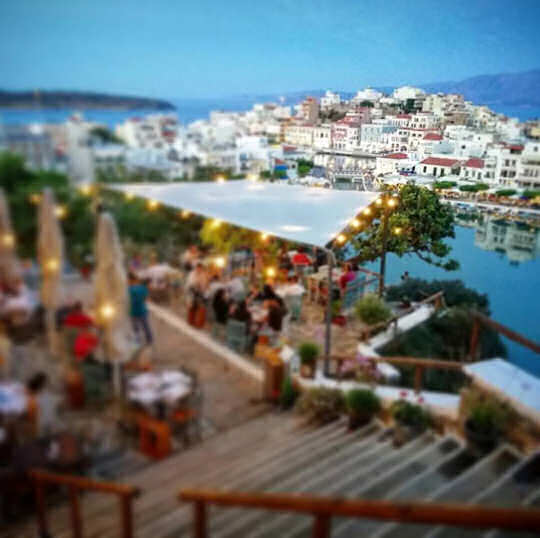 Gioma Meze Bar looking over Lake Voulismeni in Agios Nikolaos, Crete