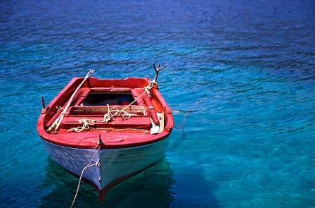Wooden fishing boat in Lefkada, Greece