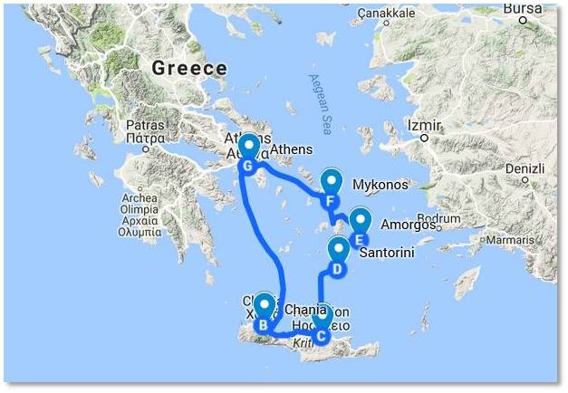Athens Crete Santorini Amorgos Mykonos Trip Plan