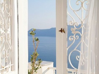 Holiday Villa in Santorini - view across the deep blue Mediterranean