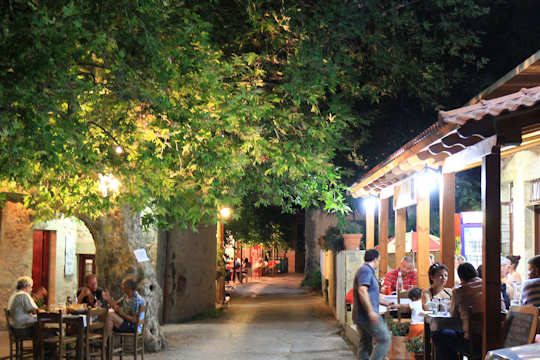 Kaliviani Village street with tavernas