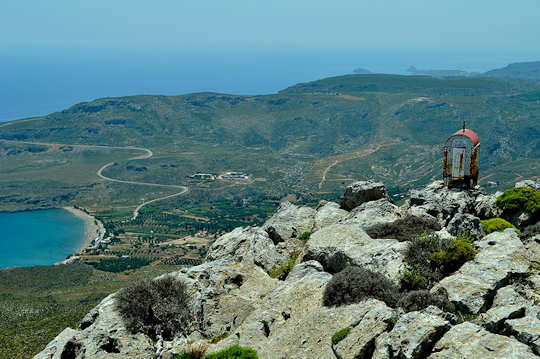 Looking down from the mountains to the bay