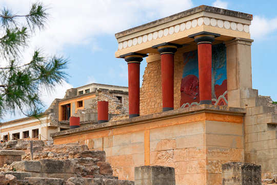 Knossos Minoan Palace is near Heraklion in central Crete