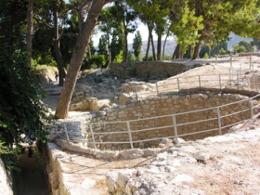 Kouloura or rounded pit in the west court of Knossos Palace archaeological site, Crete
