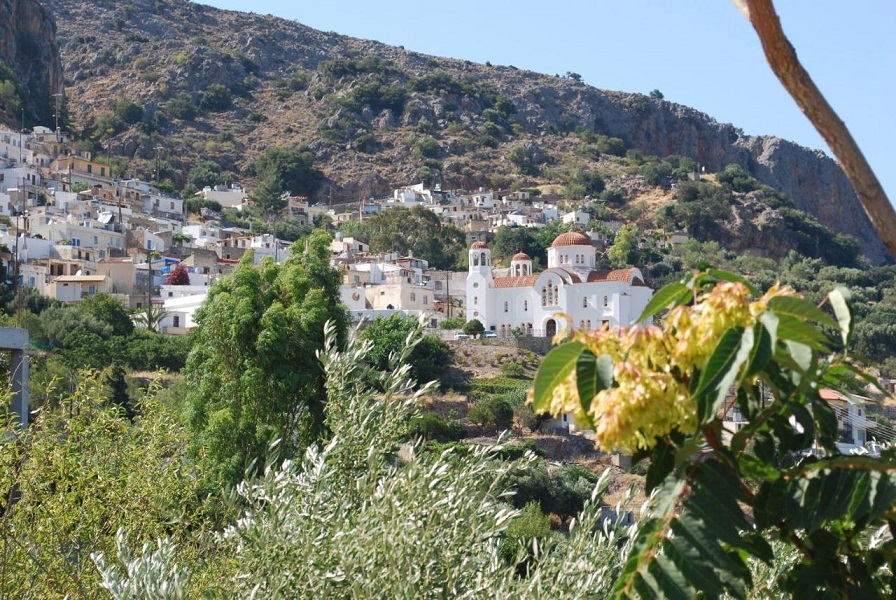 Kritsa village is 10 km into the hills from Agios Nikolaos. Buses come here regularly, it is easy for a solo traveller to find local accommodation.