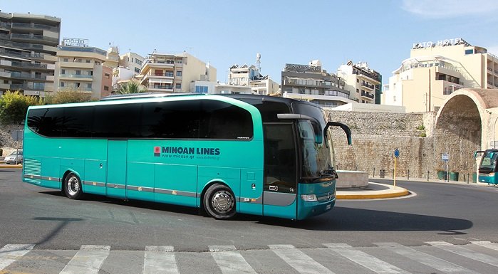 KTEL bus near arsenal in Heraklion