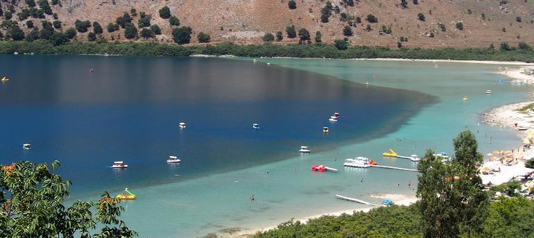 Lake Kournas has a sandy beach