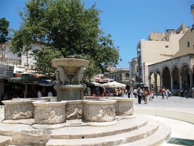 The Liondaria Venetian fountain in central Heraklion