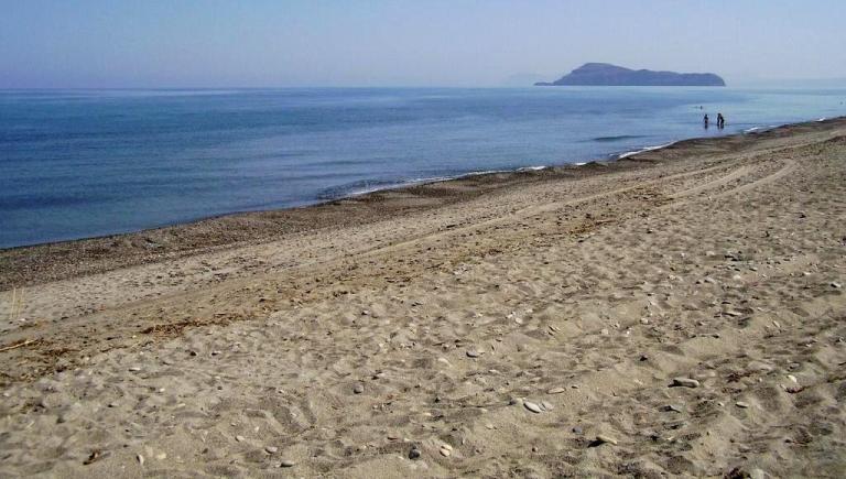 Maleme Beach is a long sand and pebble beach west of Chania town, Crete