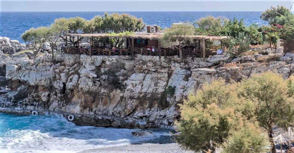 Relaxing at a seaside taverna in Crete