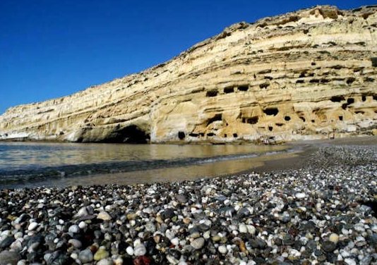 Matala Beach is 60 km west